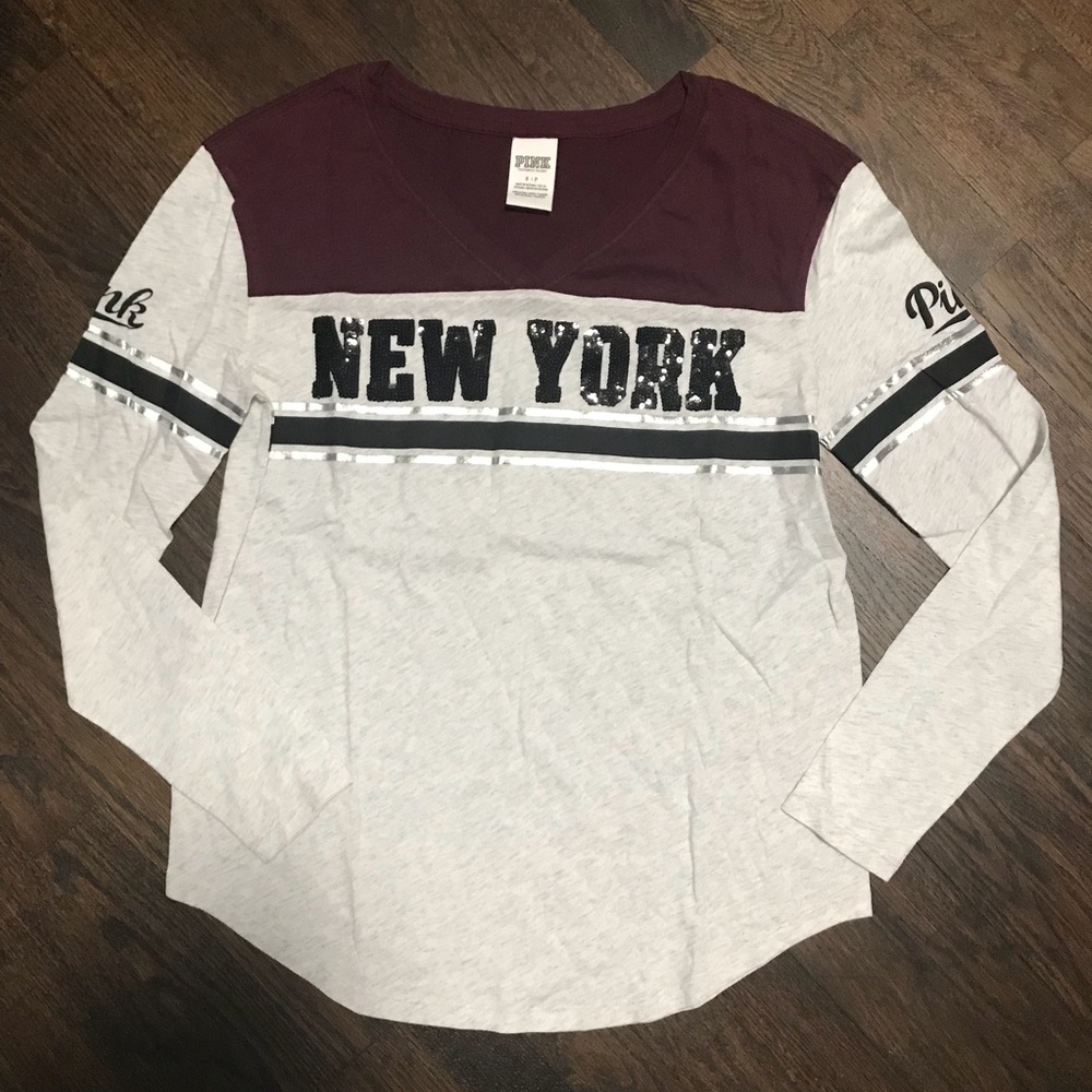 Pink/vs long sleeve shirt with New York sequins